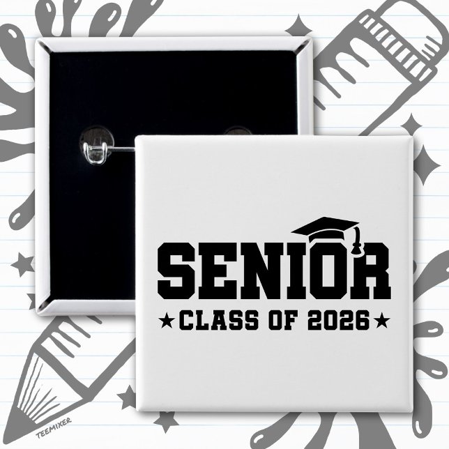 Senior Class of 2026 Bold Graduation Typography Button (Von Creator hochgeladen)