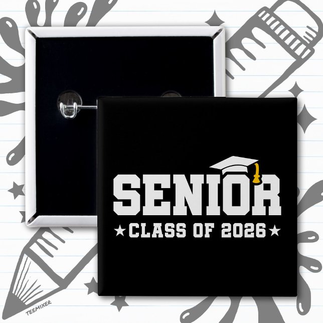 Senior Class of 2026 Bold Graduation Typography Button (Von Creator hochgeladen)