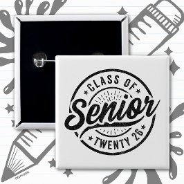 Senior Class of 2026 Cool Vintage Badge Graduation Button