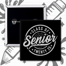 Senior Class of 2026 Cool Vintage Badge Graduation Button