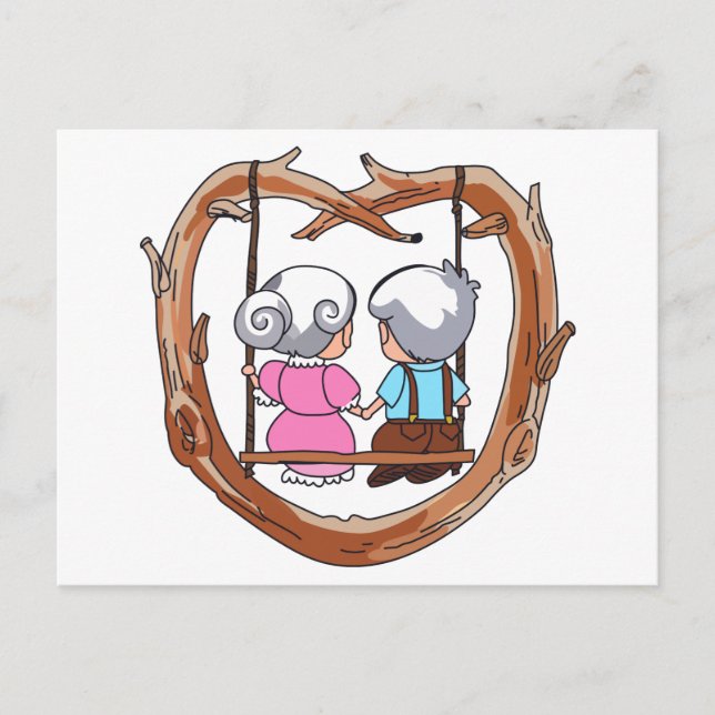 Senior Couple on on Swing Postkarte (Vorderseite)