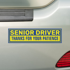 Senior Driver Danke für Ihre Geduld gelb blau Autoaufkleber