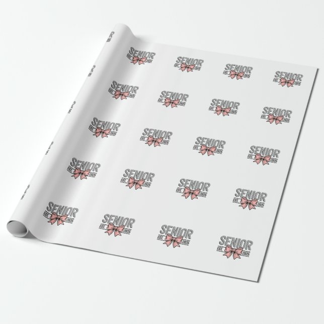Senior Est 2025 Bow Coquette Abschluss Geschenkpapier (Ungerollt)