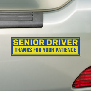 Senior Fahrer Danke für Ihre Geduld Gelb Blau Autoaufkleber
