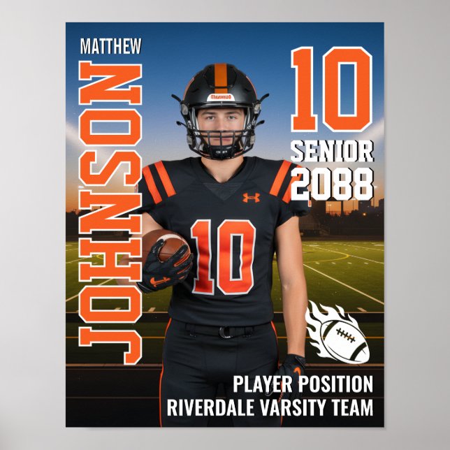 Senior Football Stadium Player Photo Sports Poster (Vorne)