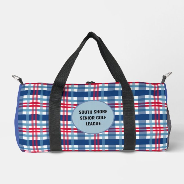 Senior Golfer Men Duffel Bag Red Blue Kariert Duffle Bag (Vorderseite)