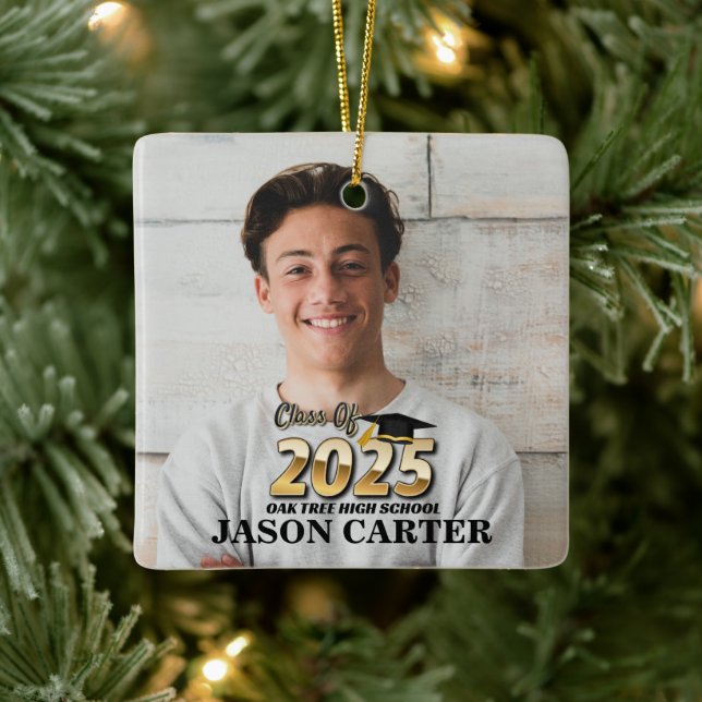 Senior Graduate Class of 2025 Abschluss Foto Keramikornament (Baum)