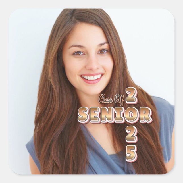 Senior Graduate Class of 2025 Abschluss Foto Quadratischer Aufkleber (Vorderseite)