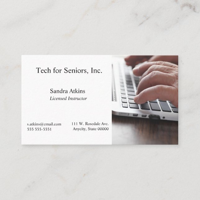 Senior-Handy mit Notebook-Tastatur Visitenkarte (Vorderseite)
