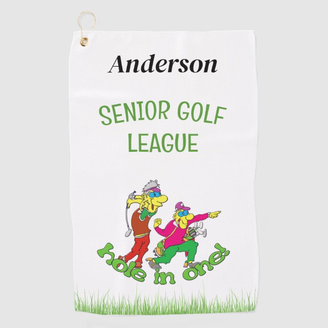 Senior Loch in einem Golftuch Golfhandtuch (Vorderseite)