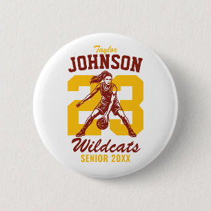 Senior-Mädchen-Basketballteam-Schulsportlerin Button