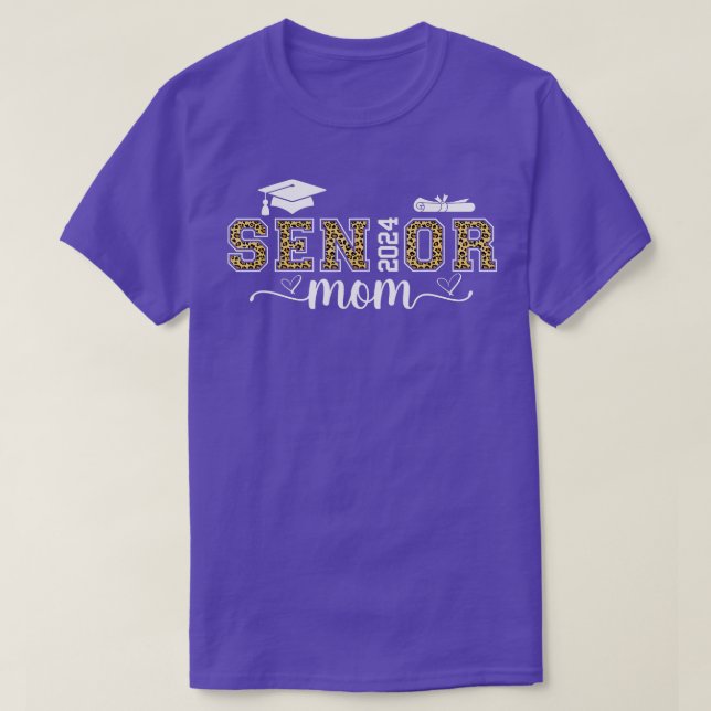 Senior Mama Abschluss 2024 Leopard Proud Mama Grad T-Shirt (Design vorne)