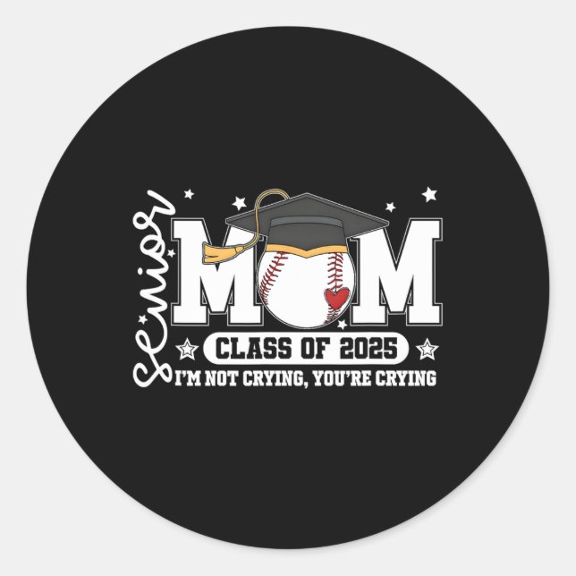 Senior Mama Cl von 2025 Baseball Funny Mama Gradua Runder Aufkleber (Vorderseite)