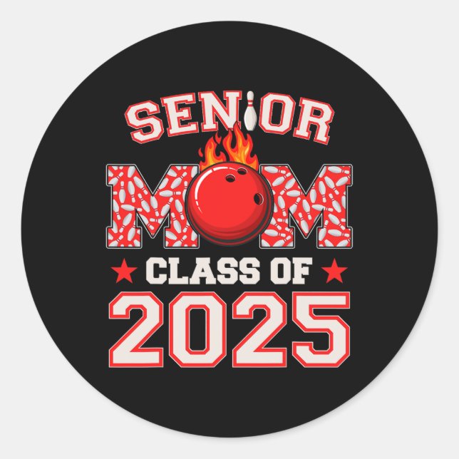 Senior Mama Cl von 2025 Bowling Abschluss Mama 202 Runder Aufkleber (Vorderseite)