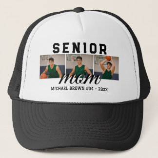 Senior Mom Custom 3 Photo Collage Basketball Truckerkappe