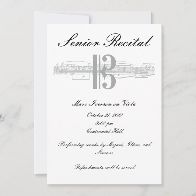 Senior Music Erwägung - Alto Clef Einladung (Vorderseite)