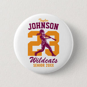 Senior Softball-Schulsport Mädchen Baseballspieler Button