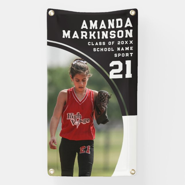 Senior Sport Black and White Outdoor Banner (Vertikal)