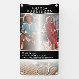 Senior Sport Tennis Player Black Outdoor Banner