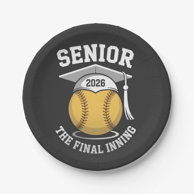 Senior the Final Inning 2026 Softball Abschluss Pappteller (Vorderseite)