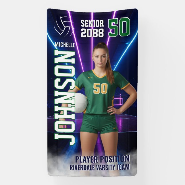 Senior Volleyball Player Customized Portrait Photo Banner (Vertikal)