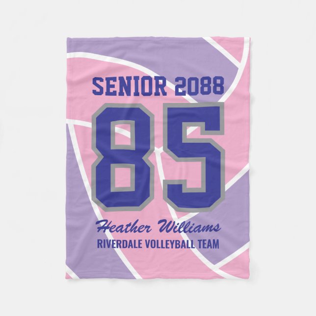 Senior Volleyball Team Custom Name Jersey Number Fleecedecke (Vorderseite)