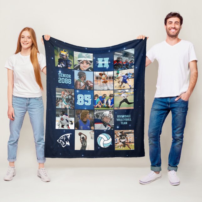 Senior Volleyball Team Custom Photo Galaxy Star Fleecedecke (Beispiel)