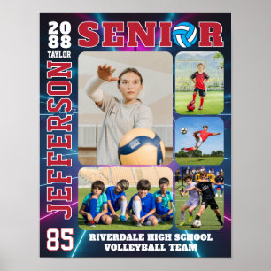 Senior-Volleyball-Team-Sportler-Foto-Collage Poster