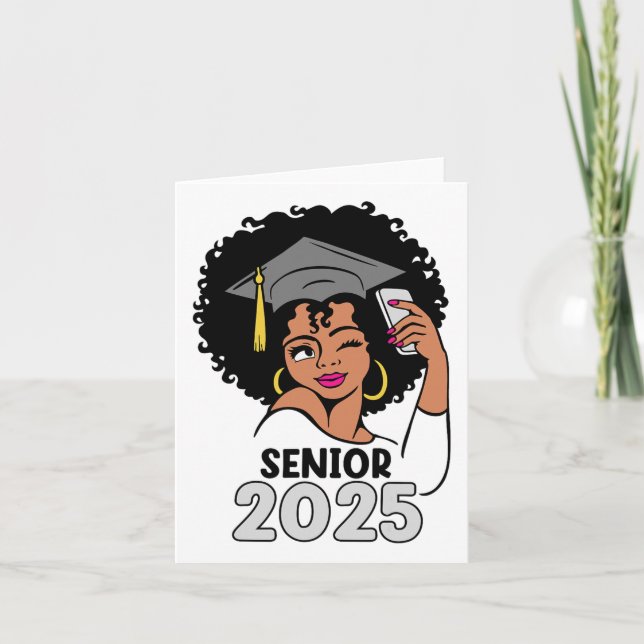 Senioren Cl von 2025 Abschluss 25 Afro Black Women Karte (Vorderseite)