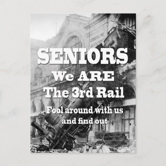 Senioren sind wir die dritte Eisenbahn Postkarte (Vorderseite)