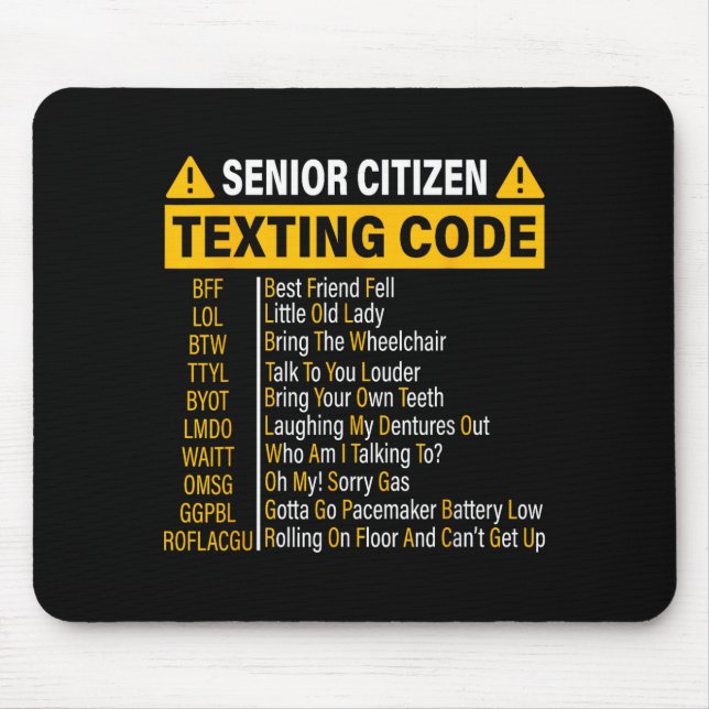 Senioren-SMS-Code Cool Lustige Alte Leute  Mousepad (Vorne)