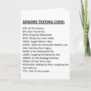 Senioren-SMS-Code-Karte Karte