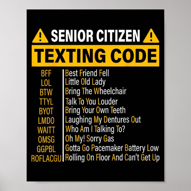 Senioren-Textcode Cool Lustig Alte Leute  Poster (Vorne)