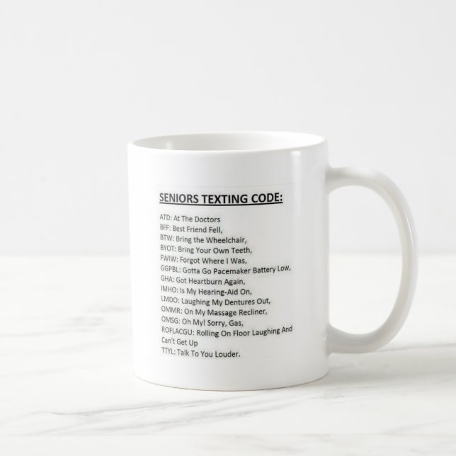 Senioren-Textcode Kaffeetasse (Rechts)
