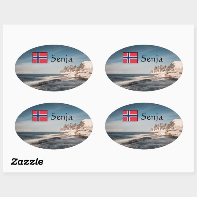 Senja Norwegen Ovaler Aufkleber (Blatt)