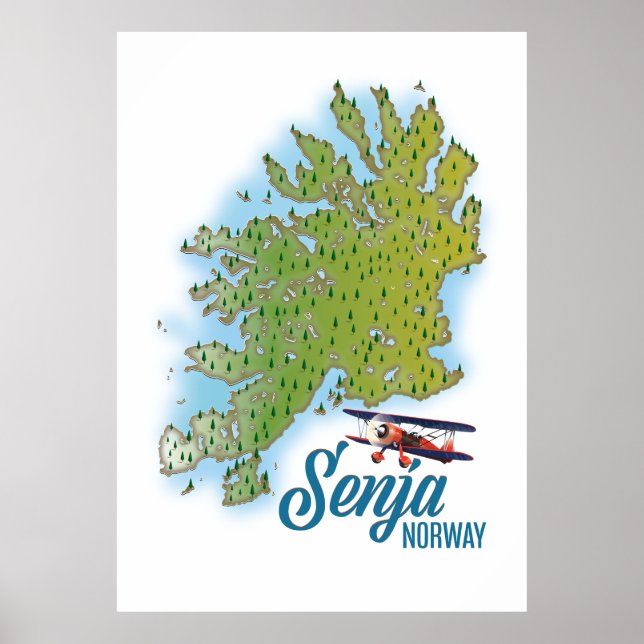 Senja Noway Inselkarte Poster (Vorne)