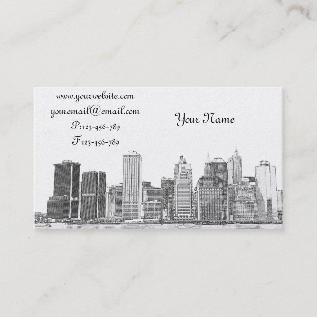 senken Sie Manhattan-Skyline, New York City Visitenkarte (Vorderseite)