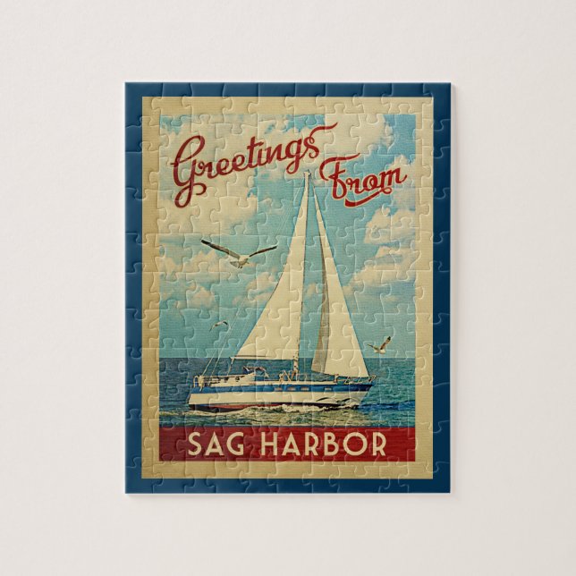 Senkungs-Hafen-Segelboot-Vintage Reise New York (Vertikal)