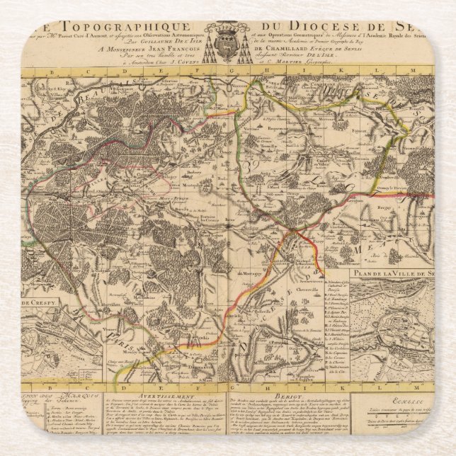 Senlis Frankreich Rechteckiger Pappuntersetzer (Vorderseite)