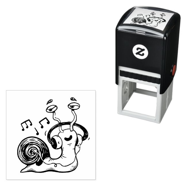 Sennail Hören auf Musik Briefmarke Holzkunst Permastempel (Beispiel)