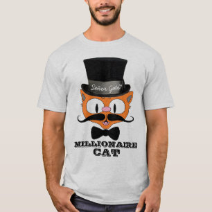 Señor Gato Cartoon Millionaire Schnurrbart Katze F T-Shirt