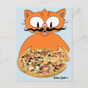 "Señor Gato Pizza" Lustige Deluxe-Pizza Süße Katze Postkarte