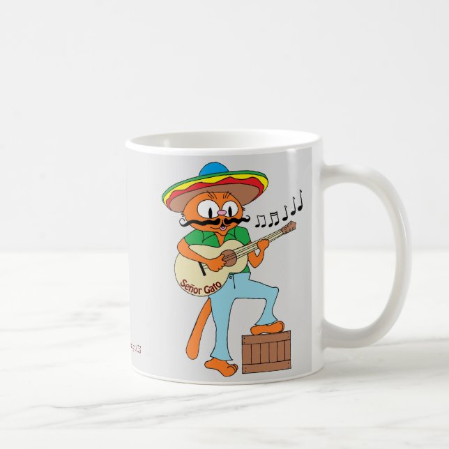 Señor Gato™ Singing Mexican Mustache Cat w/Guitar Kaffeetasse (Rechts)