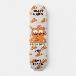 Senor Gato Skate Hard Eat Pizza Personalisiert Skateboard