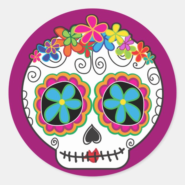 Señorita Calavera Runder Aufkleber (Vorderseite)