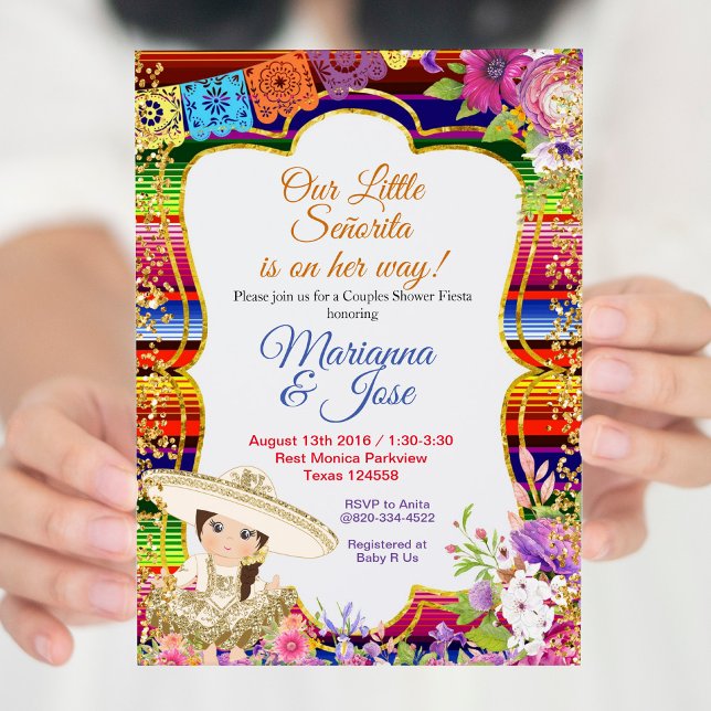 Senorita Fiesta Couple Shower Gold Girl Invitation (Créateur téléchargé)