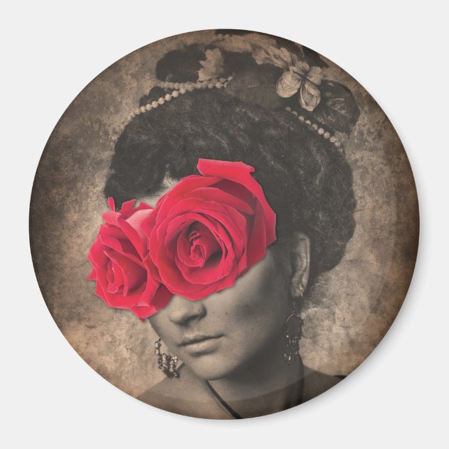 Senorita mit Rose Covered Eyes Magnet (Vorne)