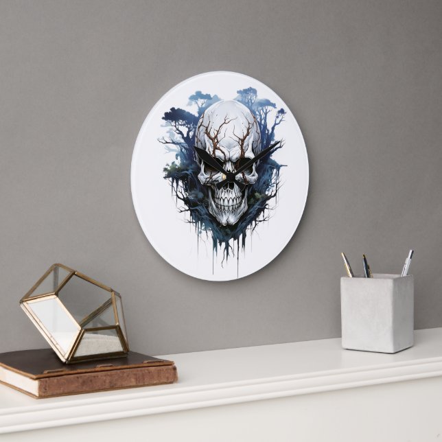🕰️ 💀 sensationelle Skull Wall Clock 💀 🕰️ Große Wanduhr (Büro)