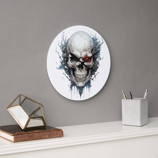🕰️ 💀 sensationelle Skull Wall Clock 💀 🕰️ Große Wanduhr (Büro)