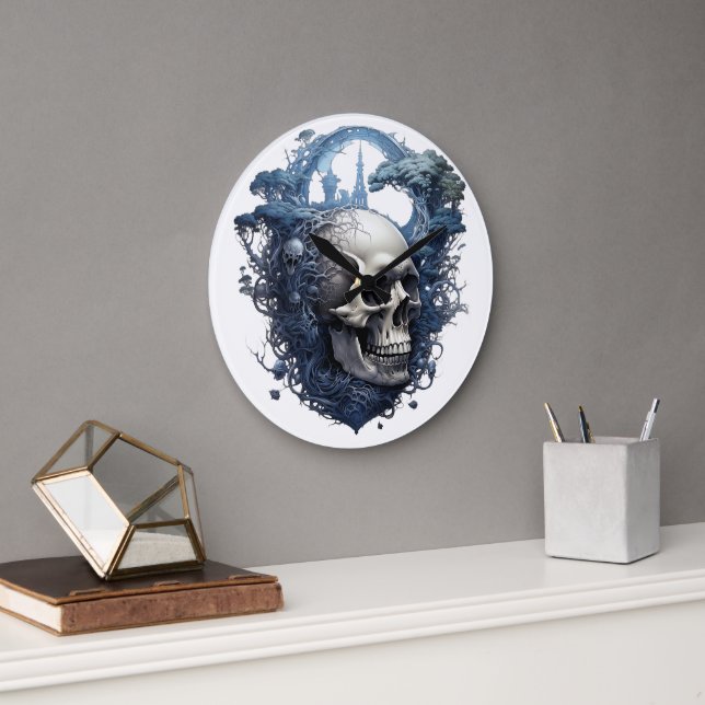 🕰️ 💀 sensationelle Skull Wall Clock 💀 🕰️ Große Wanduhr (Büro)